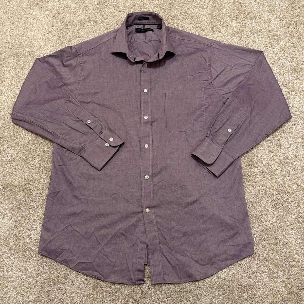 Tommy Hilfiger Button-Up Shirt | Lavender Micro-Check | Large